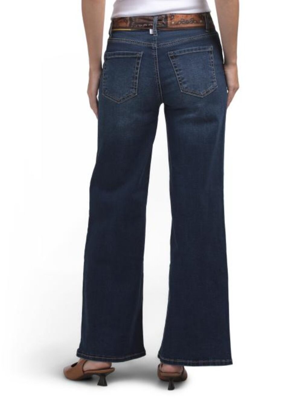 BOOM BOOM Scarf Belt Mid Rise Wide Leg Jeans - Picture 2 of 3